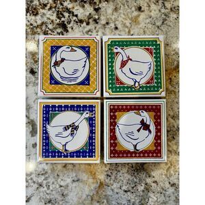 1987 Chadwick‎ Miller Set Of Geese Coasters (4) Cathay Tile